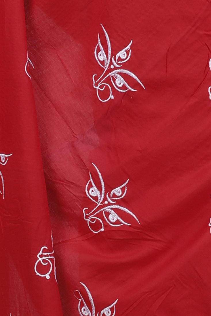 Red Pure Cotton Tiro Hand Loom Saree (13)